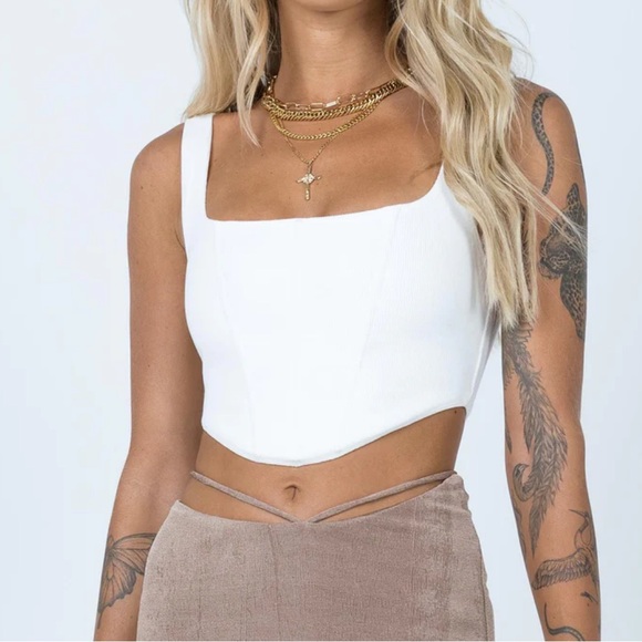 Princess Polly Tops - Princess Polly Kaeshia Rib Bustier, Size 4, White